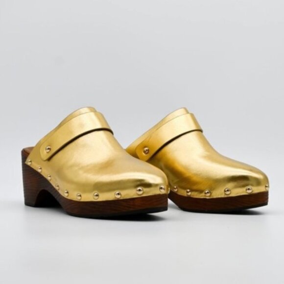 Aerosoles Martha Stewart Dorian Clog Mules Shoes Gold 9.5 NWOT - Picture 1 of 7